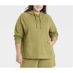 Ava & Viv Pullover Hoodie Hooded Sweatshirt Womens Plus Size 0X X NWT Green